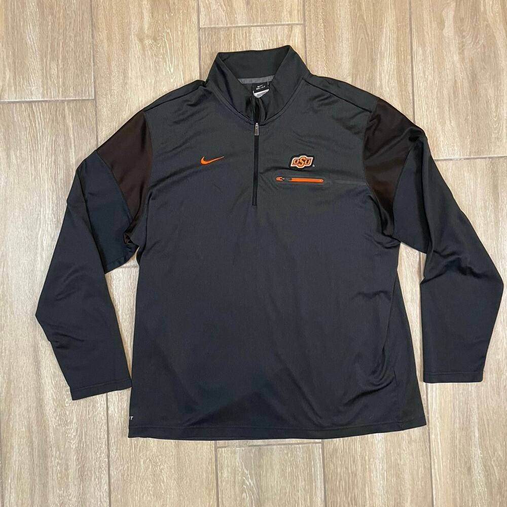 Nike Dri Fit Oklahoma State Cowboys Quarter Zip Pullover XXL Black Orange